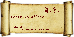 Marik Valéria névjegykártya