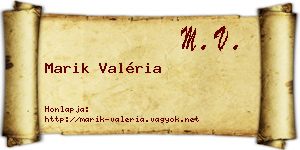 Marik Valéria névjegykártya